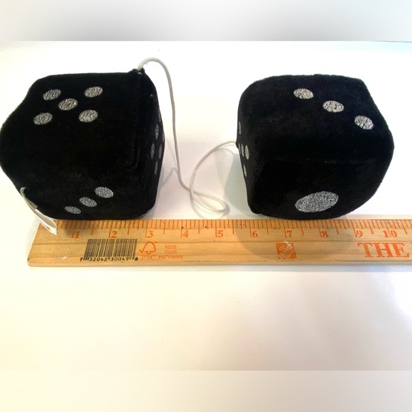 Fuzzy Dice Black with White Dots, 3” - Picture 6 of 6